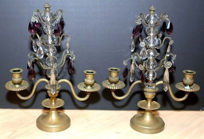 Lot 482 - Louis XVI Style Gilt-Metal and Glass Two-Light...