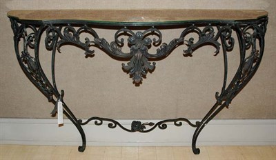 Lot 398 - Reverse Painted Glass Top Scrolled Iron...