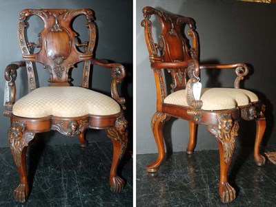 Lot 150A - Pair of Victorian Carved Wood Armchairs