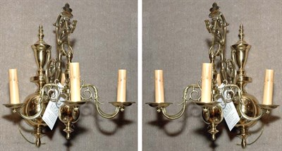 Lot 108A - Pair of Georgian Style Brass Four-Light...