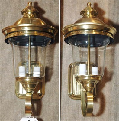 Lot 479A - Pair of Brass Three-Light Carriage Lamps...