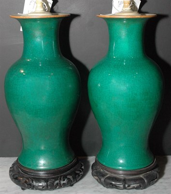 Lot 272A - Pair of Asian Style Green Crackle Glazed...