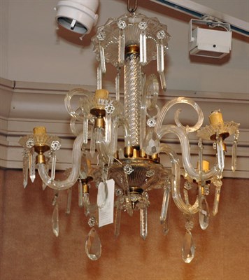 Lot 518 - Georgian Style Glass Five-Light Chandelier