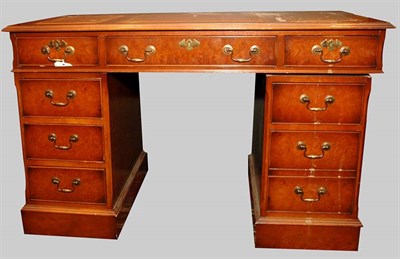 Lot 126A - Georgian Style Leather Top Burl-Wood Pedestal...