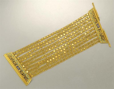 Lot 1045 - Ten Strand Gold and Enamel Bracelet