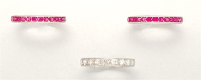 Lot 1047 - Diamond Guard and Two Ruby Guard Rings