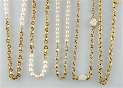 Lot 216 - Group of Chanel Gilt-Metal Chain Necklaces...