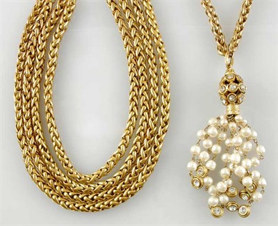 Lot 220 - Two Chanel Gilt-Metal Rope Chain Necklaces...