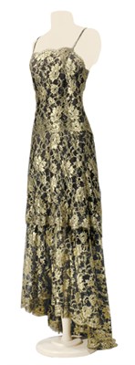 Lot 139 - Chanel Gold Lame Lace Tiered Gown French,...
