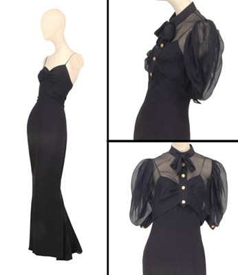 Lot 137 - Chanel Black Silk Gown with Bolero Blouse...