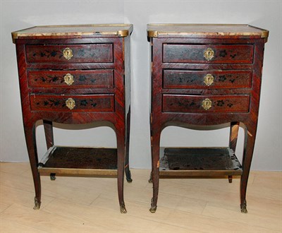 Lot 3577 - Pair of Louis XV Style Marble Top Kingwood...