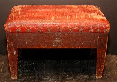 Lot 154 - Roycroft Upholstered Oak Stool Height 10...