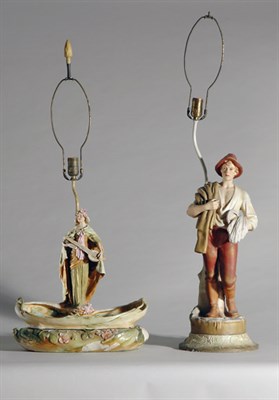 Lot 2415 - Two Royal Dux Ceramic Figural Lamps Comprising...