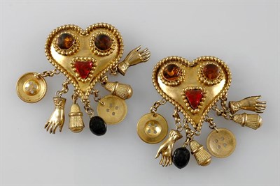 Lot 229 - Canovas Heart and Charm Pendant Earrings...