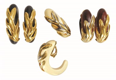 Lot 226 - Group of Canovas Leaf Motif Earclips French,...