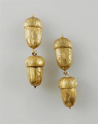 Lot 231 - Canovas Acorn Pendant Earrings French, 1980s...