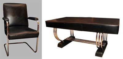 Lot 180 - Leather Top and Chrome Single-Drawer Executive...