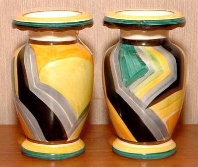 Lot 204 - Pair of English Bizarre Painted Pottery Vases...