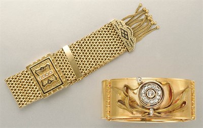 Lot 1071 - Gold Bangle and Slide Bracelet