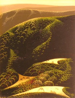 Lot 68A - Eyvind Earle American, b.1916 SUNLIT HILLS...