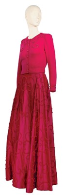 Lot 60 - Mainbocher Raspberry Cardigan Evening Ensemble...