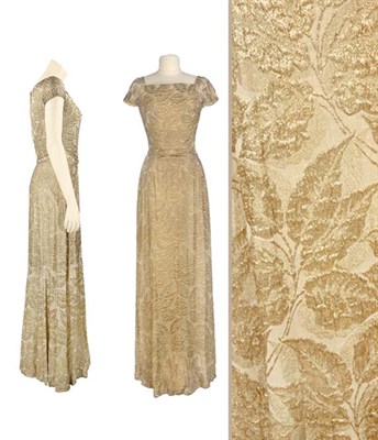 Lot 58 - Mainbocher Gold Lame Matelasse Gown American,...