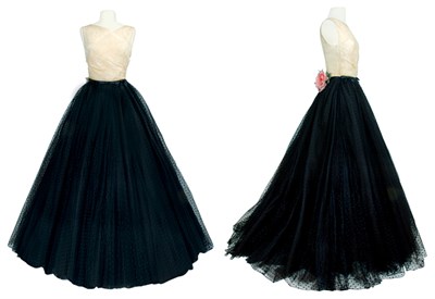 Lot 61 - Mainbocher Black Point d'Esprit and Organdy...