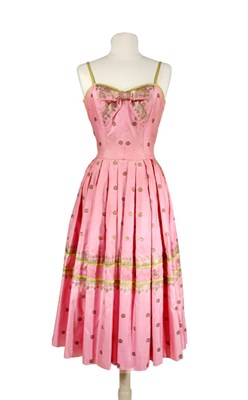 Lot 51 - Mainbocher Pink and Lime Sari Cocktail Dress...