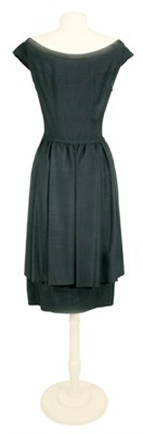 Lot 53 - Mainbocher Black Silk Linen Cocktail Dress...