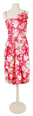Lot 54 - Mainbocher Floral Warp Print Silk Taffeta...