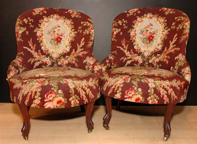 Lot 320 - Pair of Victorian Upholstered Walnut Balloon...