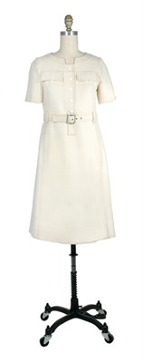 Lot 46 - Courreges Ivory Wool Dress French, 1960s Demi...