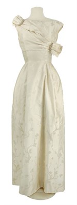 Lot 34 - Hattie Carnegie Creme Silk Damask Gown...