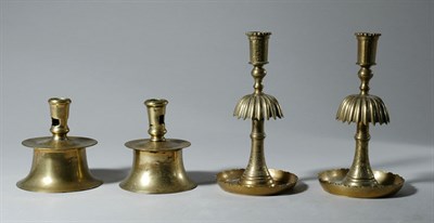 Lot 4215 - Two Pairs of Brass Candlesticks Height of...
