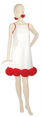 Lot 78 - Miss Paper Pompom Dress and Earrings American,...