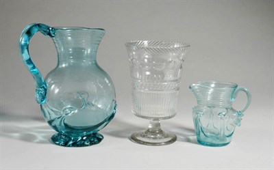 Lot 2217 - Light Green Lily Pad Type Blown Glass Pitcher...