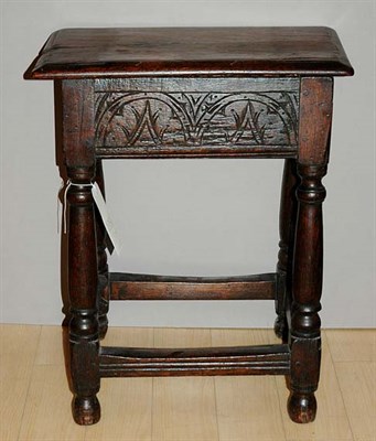 Lot 381 - Charles I Oak Joint Stool The rectangular now...