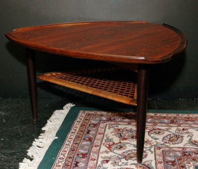 Lot 242 - Danish Rosewood and Rattan Coffee Table...