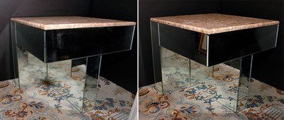 Lot 196 - Pair of Marble Top Mirrored Side Tables Height...