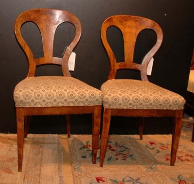 Lot 583 - Pair of Biedermeier Walnut Side Chairs
