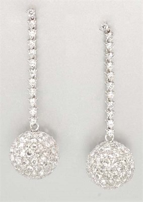 Lot 1452 - Pair of Diamond Pendant Earrings