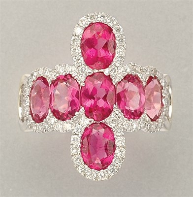 Lot 1066 - Pink Tourmaline and Diamond Ring
