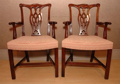 Lot 530 - Pair of Georgian Style Mahogany Armchairs