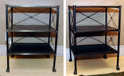 Lot 362 - Pair of Neoclassical Style Brass Inlaid Metal...