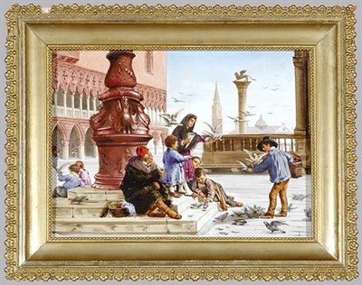 Lot 2485 - Framed Continental Porcelain Plaque of Piazza...