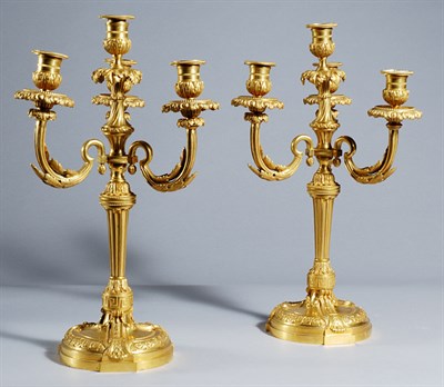 Lot 469 - Pair of Louis XVI Style Gilt-Bronze Four-Light...