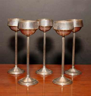 Lot 435 - Nine Sterling Silver Stemmed Cordials Total...