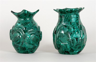 Lot 400 - Pair of Malachite Vases Height 5 1/4 inches.