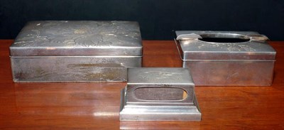Lot 438 - Chinese Silver Humidor, Ashtray and Match Box