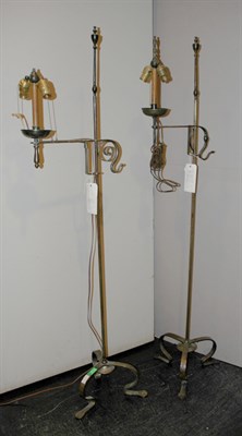 Lot 2285 - Pair of Wrought Iron Adjustable Floor Lamps...